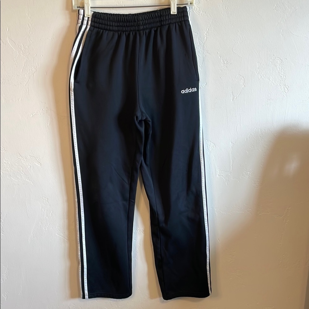 Adidas Kids Black Joggers with White Stripes